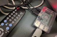 Raspberry Pi microcomputer with flashdrive installed