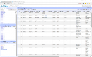 A screenshot of OpenRefine open with many records displayed